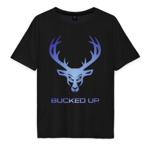 BUCKED UP, Мужская футболка оверсайз, черно-синяя, размер L